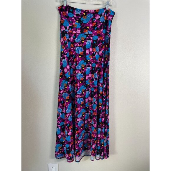 LuLaRoe Womens Large Maxi Skirt Vibrant Floral Print Stretch Pull On - Picture 2 of 7